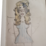 angel with blue and blonde hair and a light blue dress